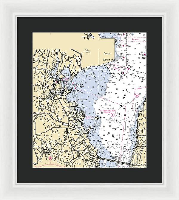 Wickford -rhode Island Nautical Chart _v3 - Framed Print