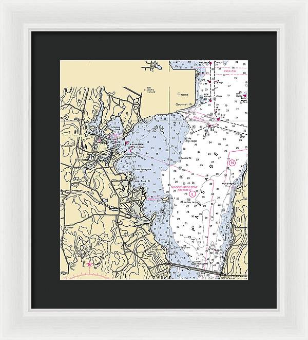 Wickford -rhode Island Nautical Chart _v3 - Framed Print