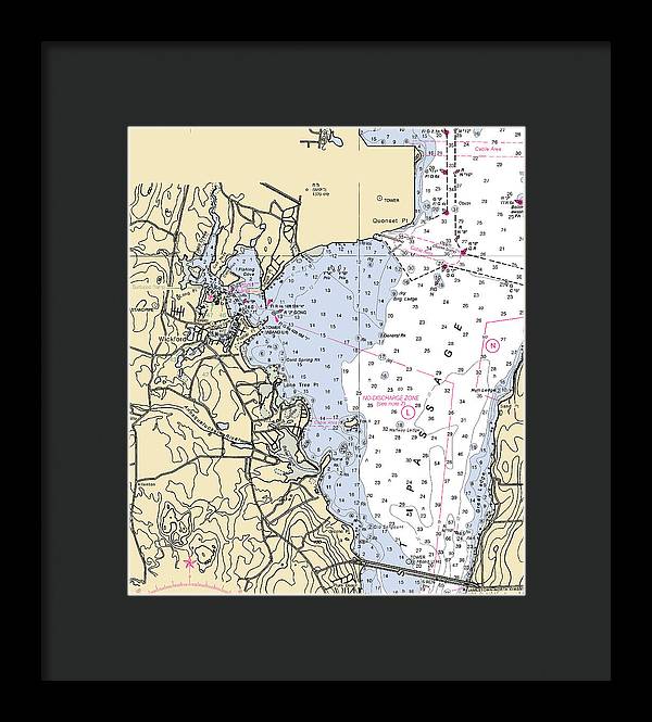 Wickford -rhode Island Nautical Chart _v3 - Framed Print