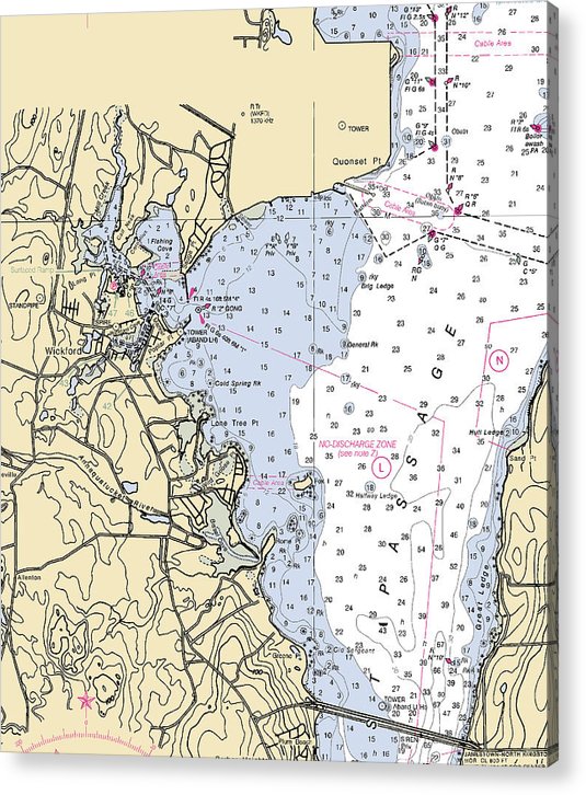 Wickford -Rhode Island Nautical Chart _V3  Acrylic Print
