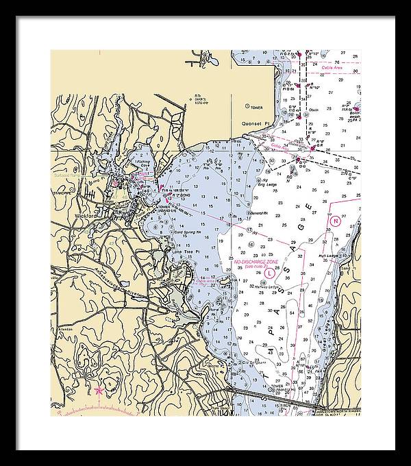 Wickford -rhode Island Nautical Chart _v3 - Framed Print