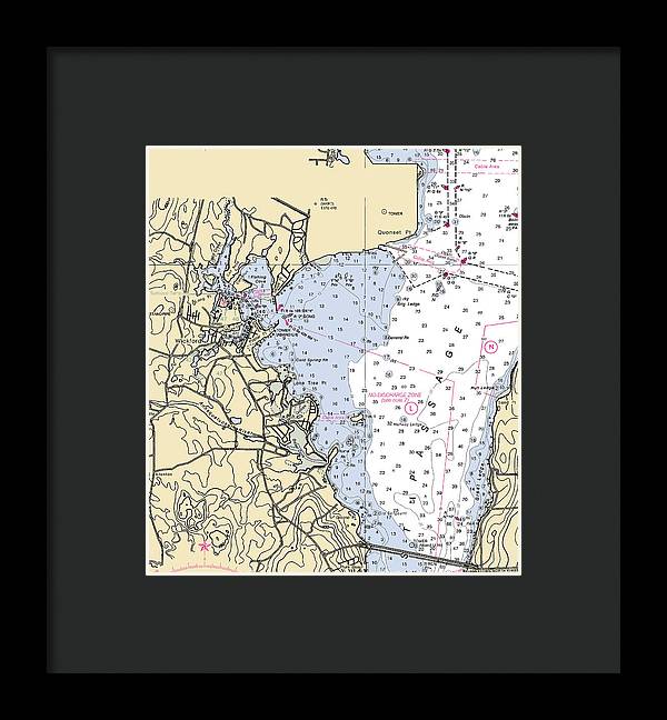 Wickford -rhode Island Nautical Chart _v3 - Framed Print