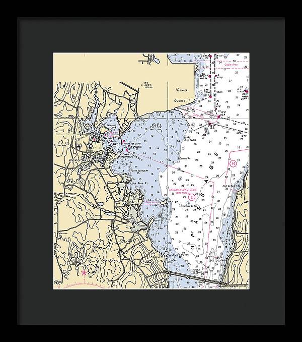 Wickford -rhode Island Nautical Chart _v3 - Framed Print