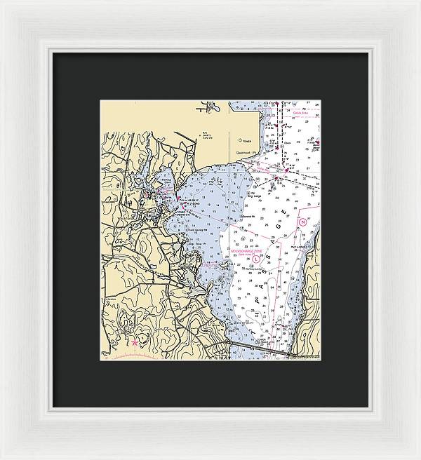 Wickford -rhode Island Nautical Chart _v3 - Framed Print