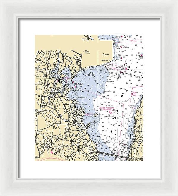 Wickford -rhode Island Nautical Chart _v3 - Framed Print