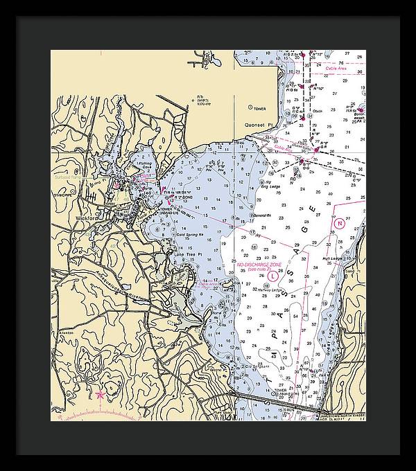 Wickford -rhode Island Nautical Chart _v3 - Framed Print