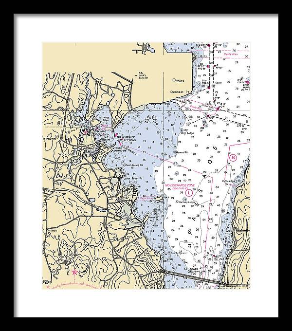 Wickford -rhode Island Nautical Chart _v3 - Framed Print