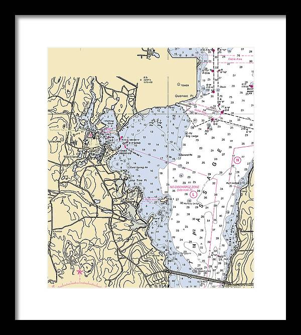 Wickford -rhode Island Nautical Chart _v3 - Framed Print