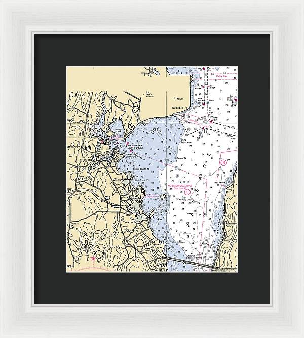 Wickford -rhode Island Nautical Chart _v3 - Framed Print