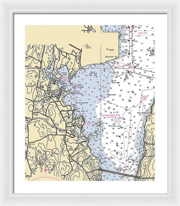 Wickford -rhode Island Nautical Chart _v3 - Framed Print