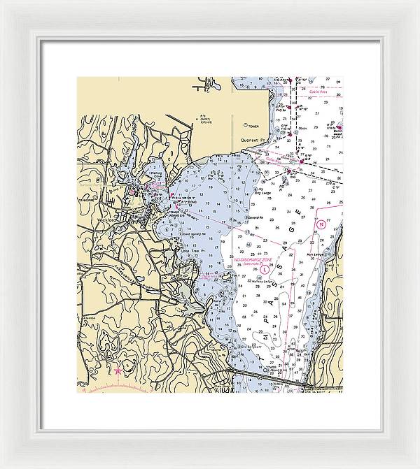 Wickford -rhode Island Nautical Chart _v3 - Framed Print