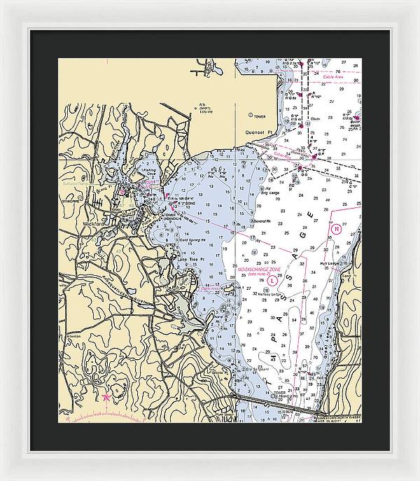 Wickford -rhode Island Nautical Chart _v3 - Framed Print