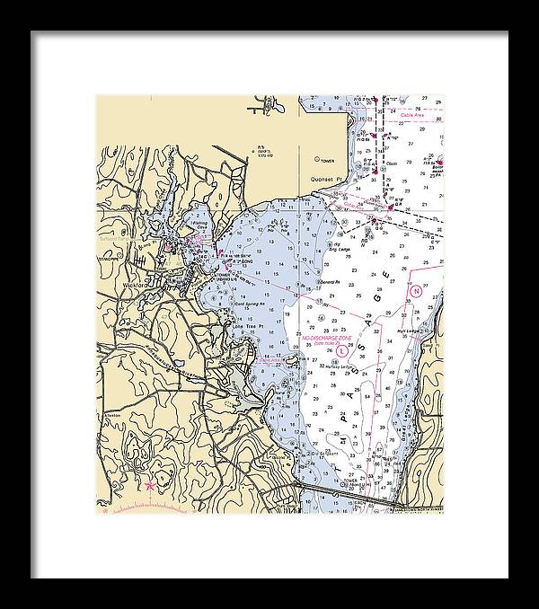 Wickford -rhode Island Nautical Chart _v3 - Framed Print