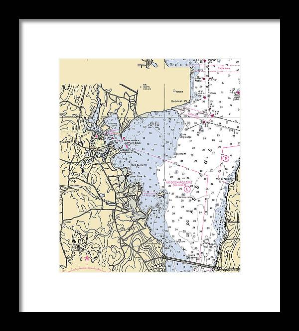 Wickford -rhode Island Nautical Chart _v3 - Framed Print