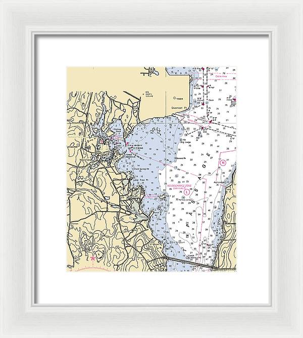 Wickford -rhode Island Nautical Chart _v3 - Framed Print