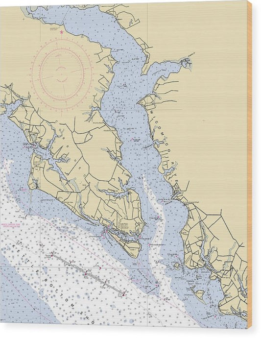 Wicomico River -Maryland Nautical Chart _V2 Wood Print