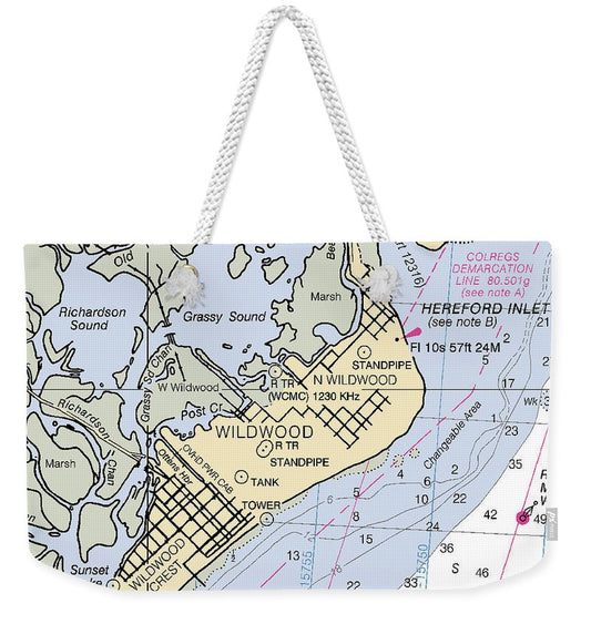 Wildwood-new Jersey Nautical Chart - Weekender Tote Bag