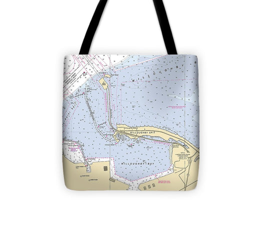 Willoughby Bay Virginia Nautical Chart Tote Bag