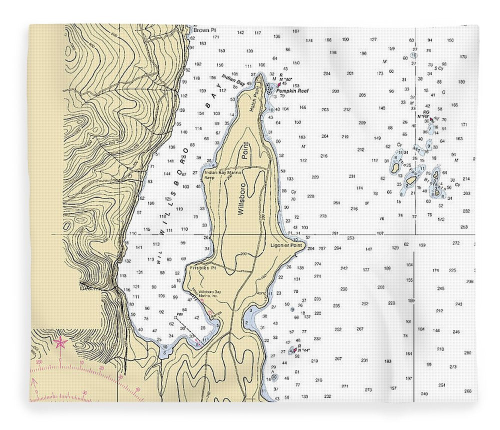 Willsboro Bay Lake Champlain  Nautical Chart Blanket