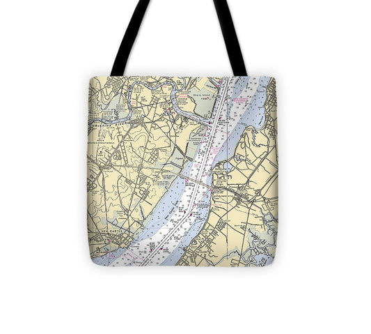 Wilmington Delaware Nautical Chart Tote Bag