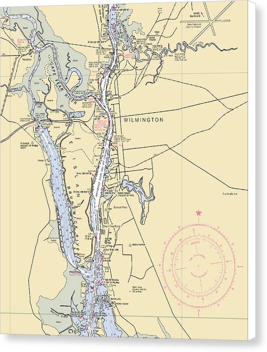 Wilmington-north Carolina Nautical Chart - Canvas Print