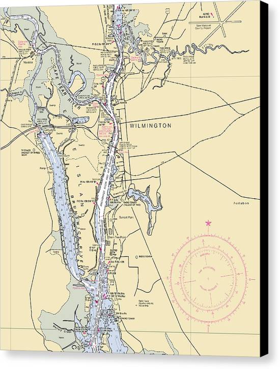 Wilmington-north Carolina Nautical Chart - Canvas Print