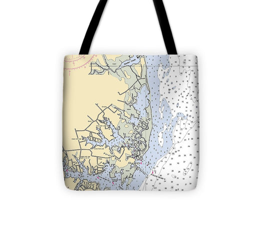Winter Harbor Virginia Nautical Chart Tote Bag