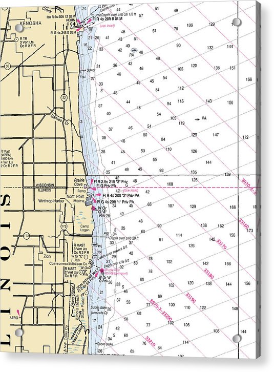 Winthrop Harbor-lake Michigan Nautical Chart - Acrylic Print