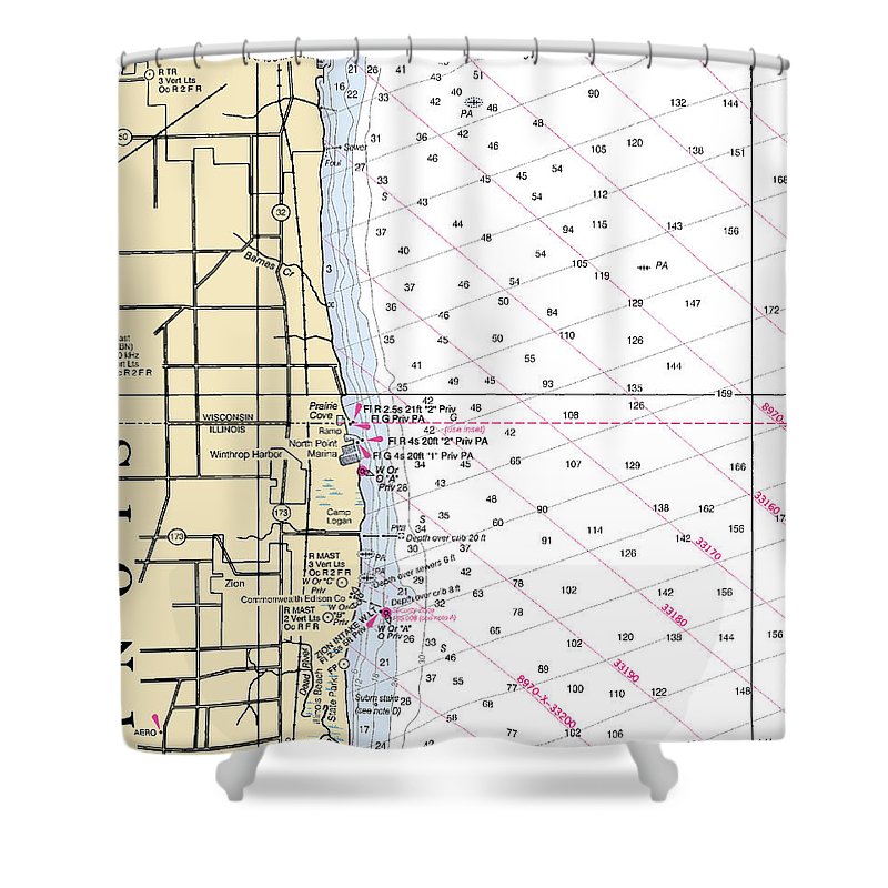 Winthrop Harbor Lake Michigan Nautical Chart Shower Curtain