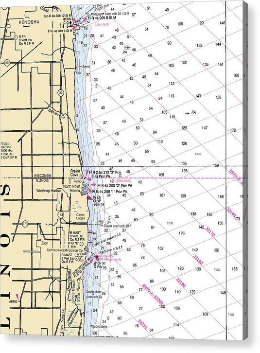 Winthrop Harbor-Lake Michigan Nautical Chart  Acrylic Print