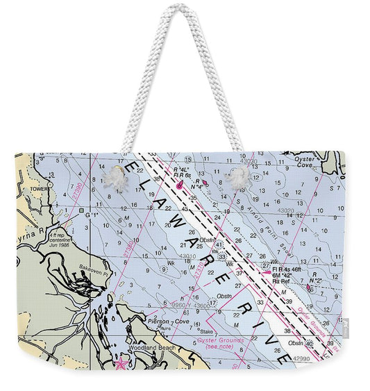 Woodland Beach-delaware Nautical Chart - Weekender Tote Bag