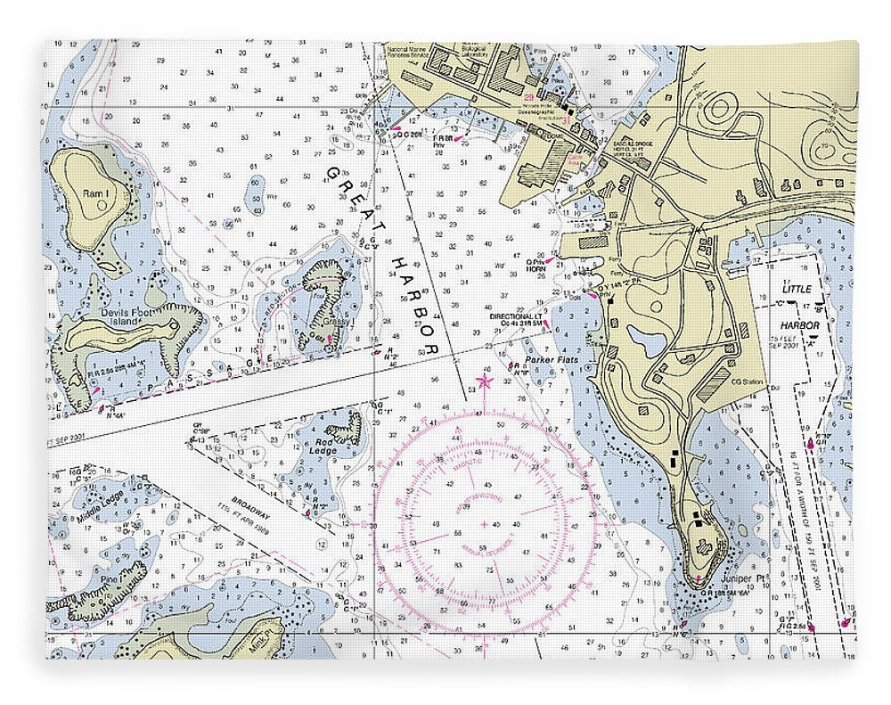 Woods Hole Massachusetts Nautical Chart - Blanket