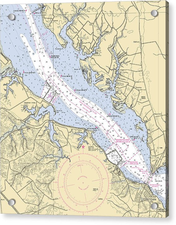 York River -virginia Nautical Chart _v2 - Acrylic Print