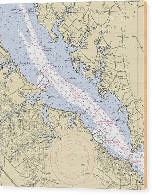 York River -Virginia Nautical Chart _V2 Wood Print