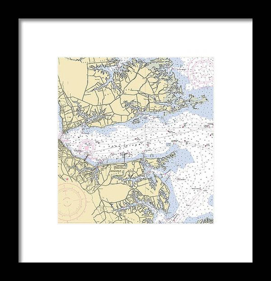 A beuatiful Framed Print of the York River With Guinea And Goodwin Necks-Virginia Nautical Chart by SeaKoast