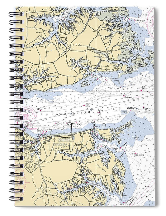 York River With Guinea And Goodwin Necks Virginia Nautical Chart Spiral Notebook