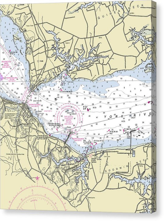 Yorktown Virginia Nautical Chart Canvas Print