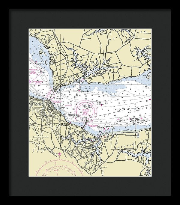 Yorktown Virginia Nautical Chart - Framed Print