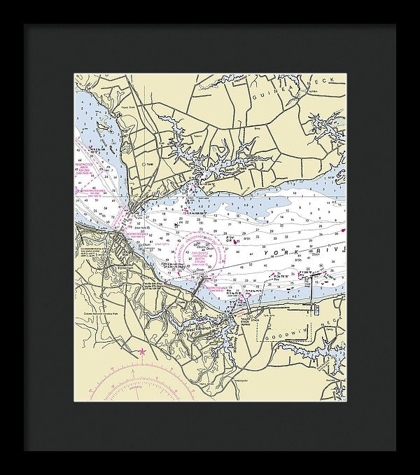 Yorktown Virginia Nautical Chart - Framed Print