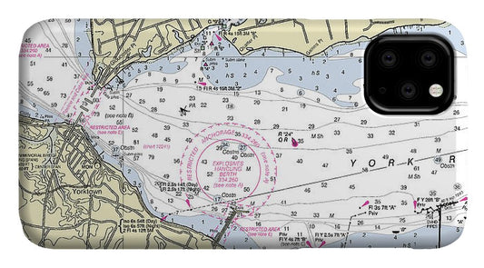 Yorktown Virginia Nautical Chart - Phone Case